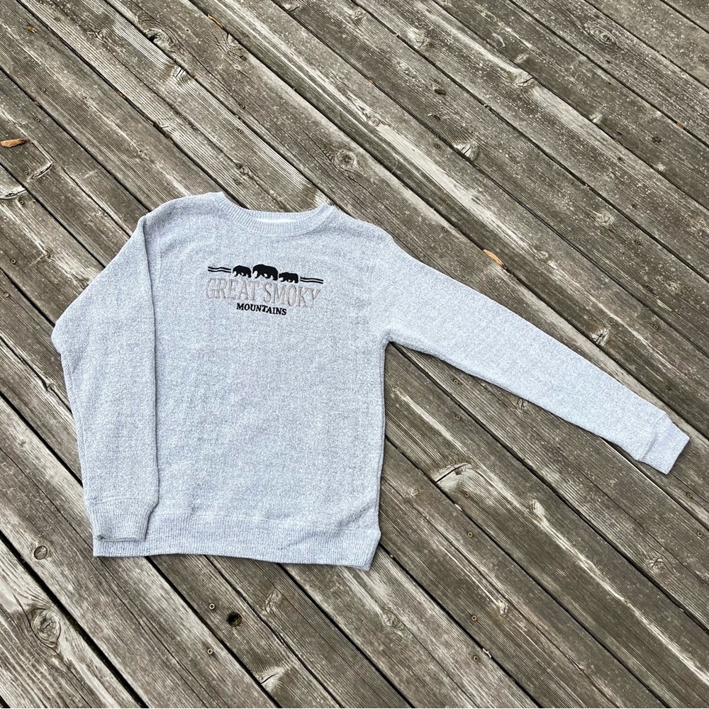 grey Great Smoky Mountains embroidered crewneck sweatshirt
